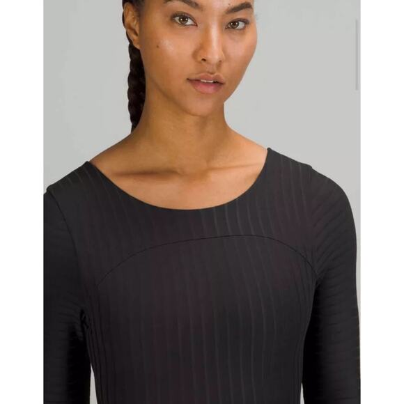 Lululemon Ribbed Wrap Back - Long Sleeve One Piece UV Protection - XL Black - Picture 5 of 12